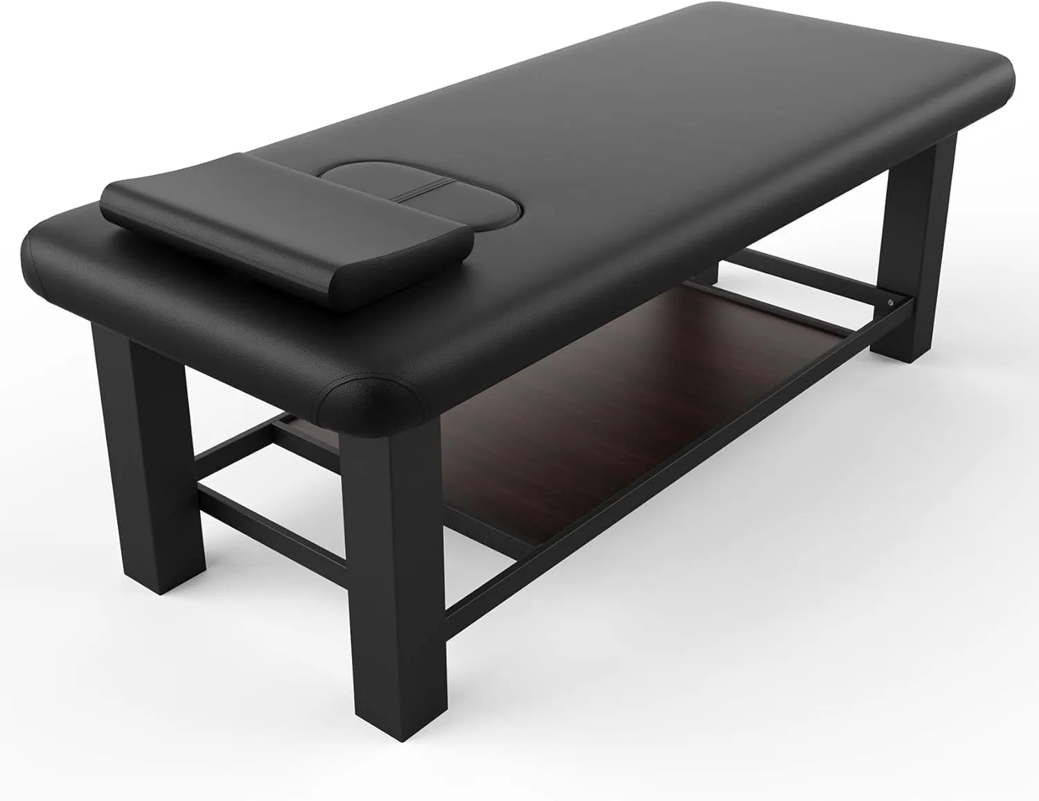 Heavy Duty Metal Frame Stationary Massage Table for Treatment Table, Physical Therapy Table, Spa Facial Professional Massage Bed, Black PU Leather 31.5'' Wide, 700LBS Load, 4 x 4 In Square leg