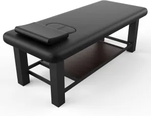 Heavy Duty Metal Frame Stationary Massage Table for Treatment Table, Physical Therapy Table, Spa Facial Professional Massage Bed, Black PU Leather 31.5'' Wide, 700LBS Load, 4 x 4 In Square leg