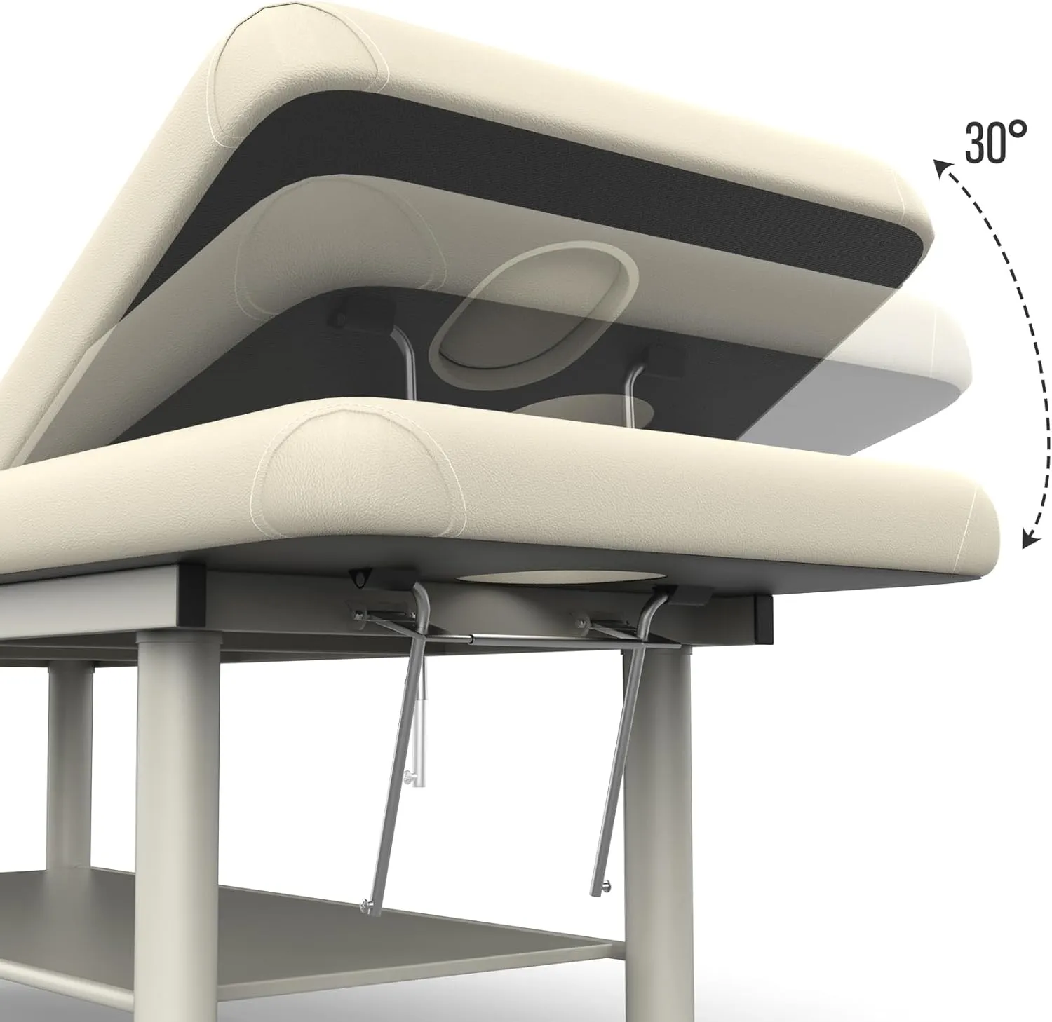 Heavy Duty Professional Stationary Massage Bed Wide Stationary Massage Table with Backrest for Treatment Table Physical Therapy Table Spa Facial Bed, Metal Frame PU Leather (Integral Structure)