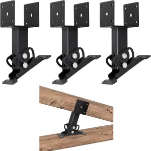 Heavy Duty Roof Riser Brackets Kit, Adjustable Roof Riser Beam Mount Brackets for Roof Pergola Gazebo (Black - Set 3)