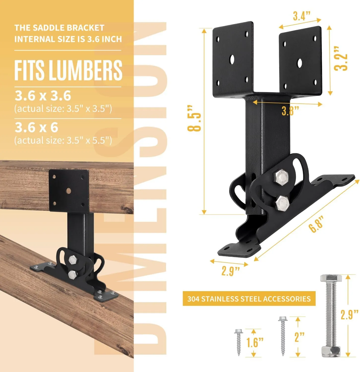 Heavy Duty Roof Riser Brackets Kit, Adjustable Roof Riser Beam Mount Brackets for Roof Pergola Gazebo (Black - Set 3)