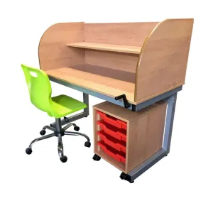 Height  Adjustable Educational Task Table with shelf and Trays