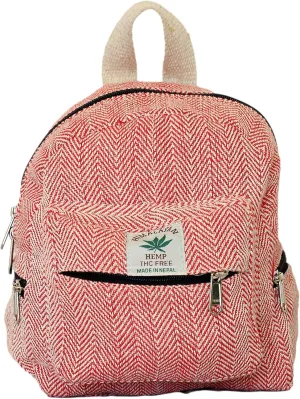 Hemp Mini Backpack for women Adjustable shoulder strap Mini Bag Washable Lightweight Casual Daypack (Pink)