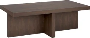 Henn&Hart 44" Wide Rectangular Coffee Table in Warm Brown, for Home, Living Room, Bedroom, Entertainment Room, Office