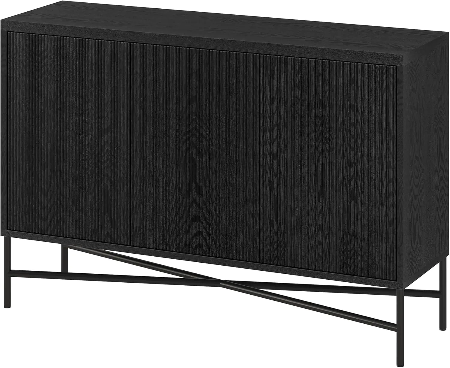 Henn&Hart 48" Wide Rectangular Buffet Table in Natural Black, for Home, Living Room, Bedroom, Entertainment Room, Office