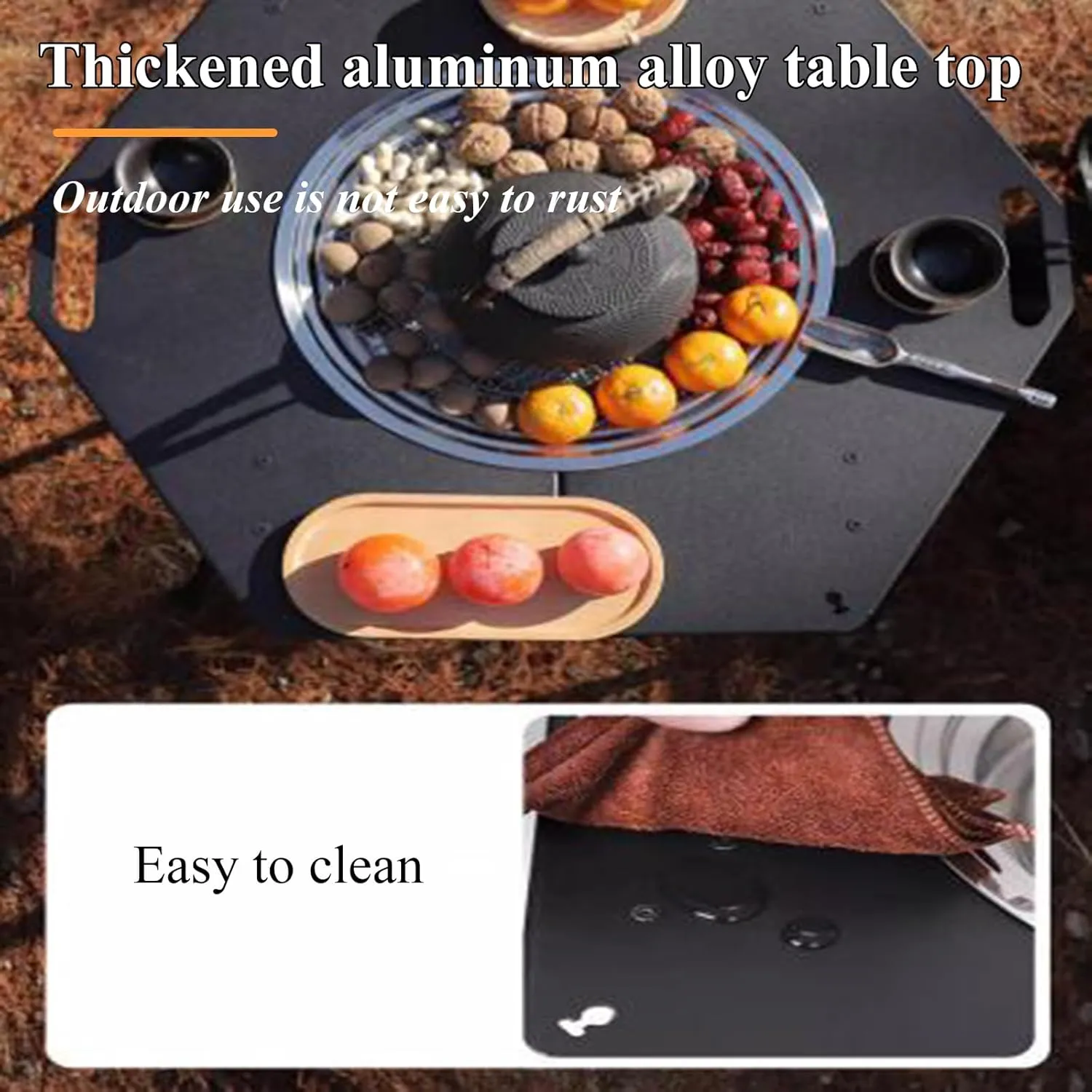 Hexagonal Hearth Camping Table Portable Picnic Table Ultralight Aluminum Camping Table Liftable Table Legs with Carry Bag