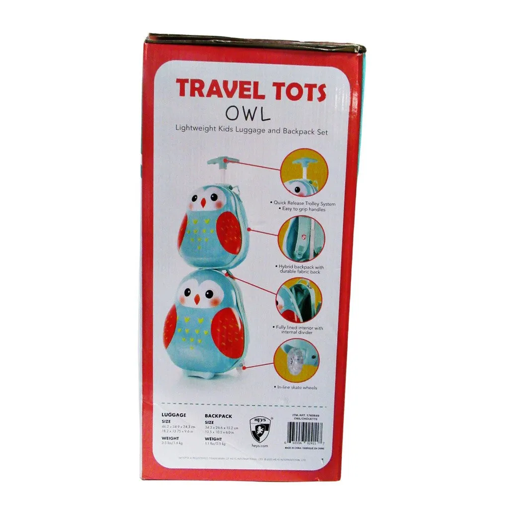 Heys Travel Tots 2 Piece Kids Luggage & Backpack Set Owl