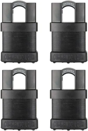 High Security Padlock 4 Pack - Military Grade Ideal for Storage Sheds, Toolboxes, Worksite, Gym Locker Lock, Portable Door Lock, Bolt Cutter Proof, Steel Alloy Design