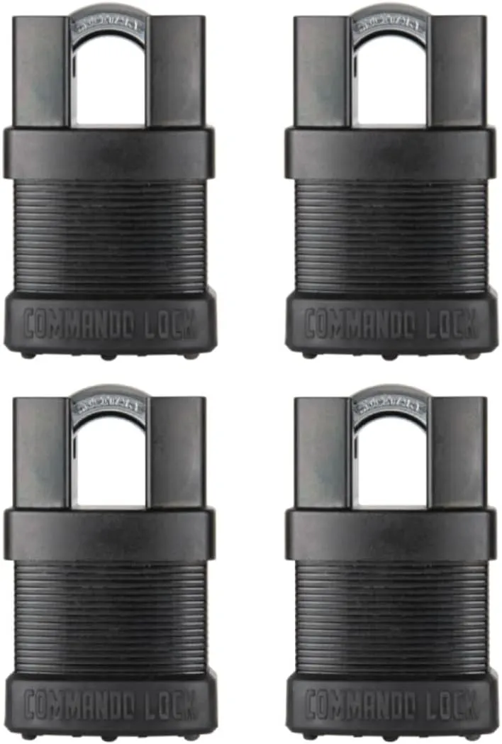 High Security Padlock 4 Pack - Military Grade Ideal for Storage Sheds, Toolboxes, Worksite, Gym Locker Lock, Portable Door Lock, Bolt Cutter Proof, Steel Alloy Design