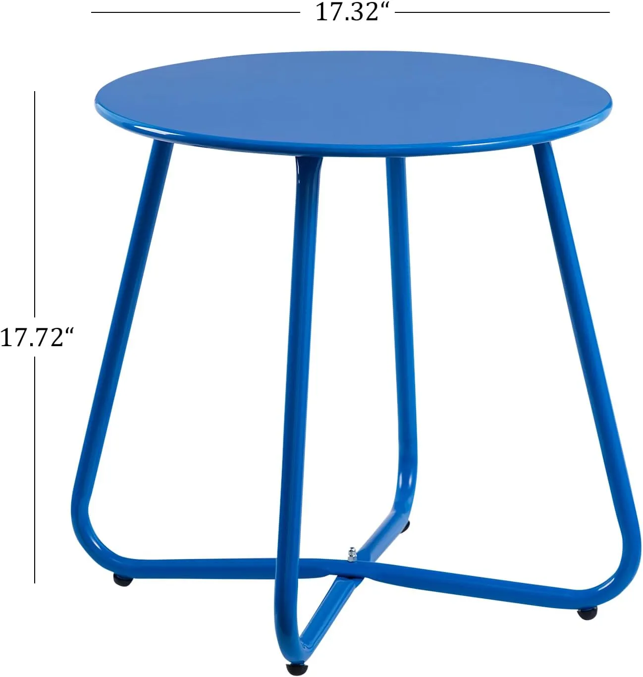 HollyHOME Round Metal Side Table, Rust-Resistant Patio Small Plant Stand, Outdoor 17.32'' Portable End Table for Balconies, Gardens, Living Rooms and Bedrooms, Deep SkyBlue