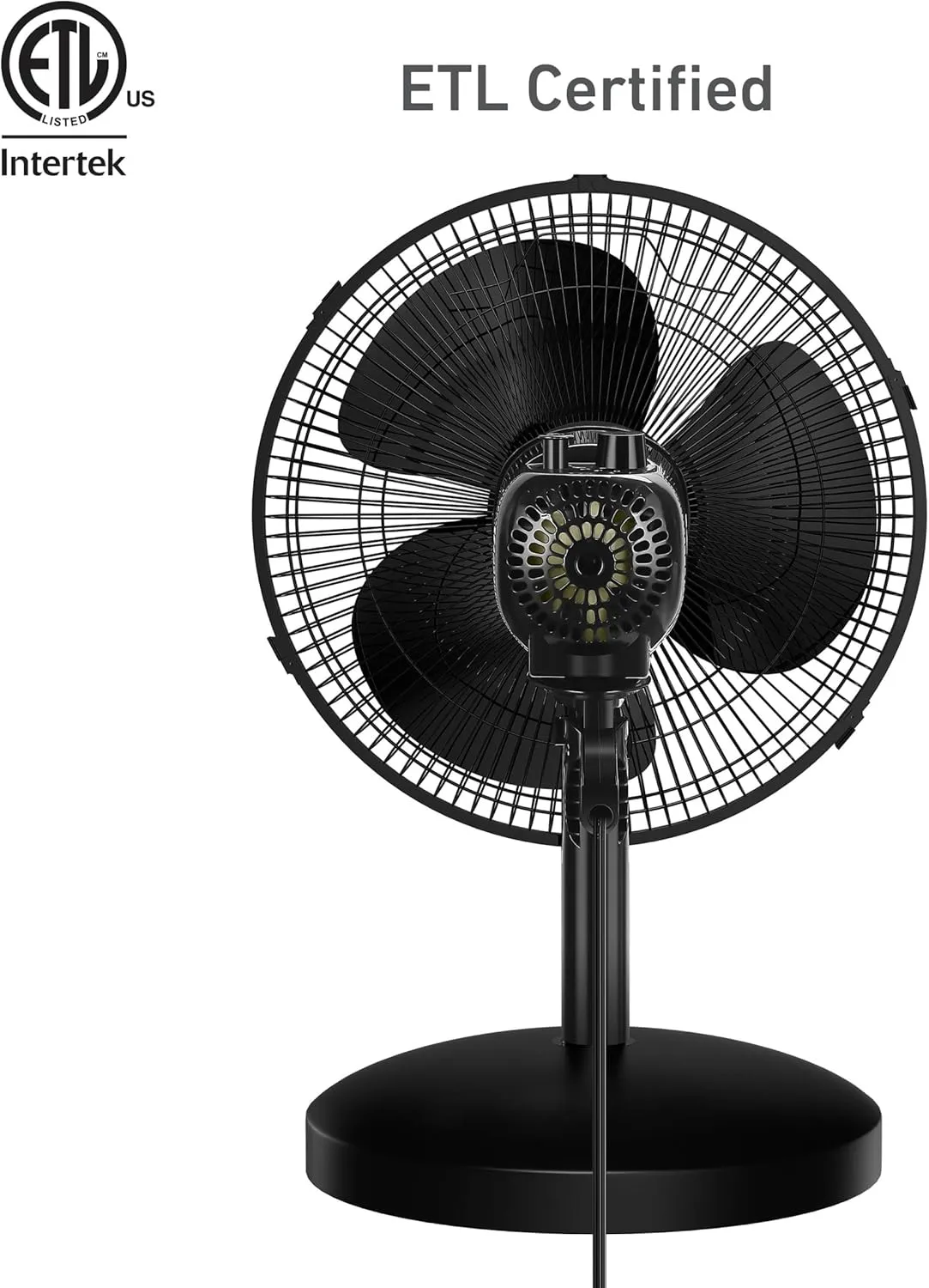 HOLMES 12" Table Fan, 75° Oscillation, 3 Speeds, 15° Adjustable Head Tilt, Ideal for Home, Bedroom or Office, Black