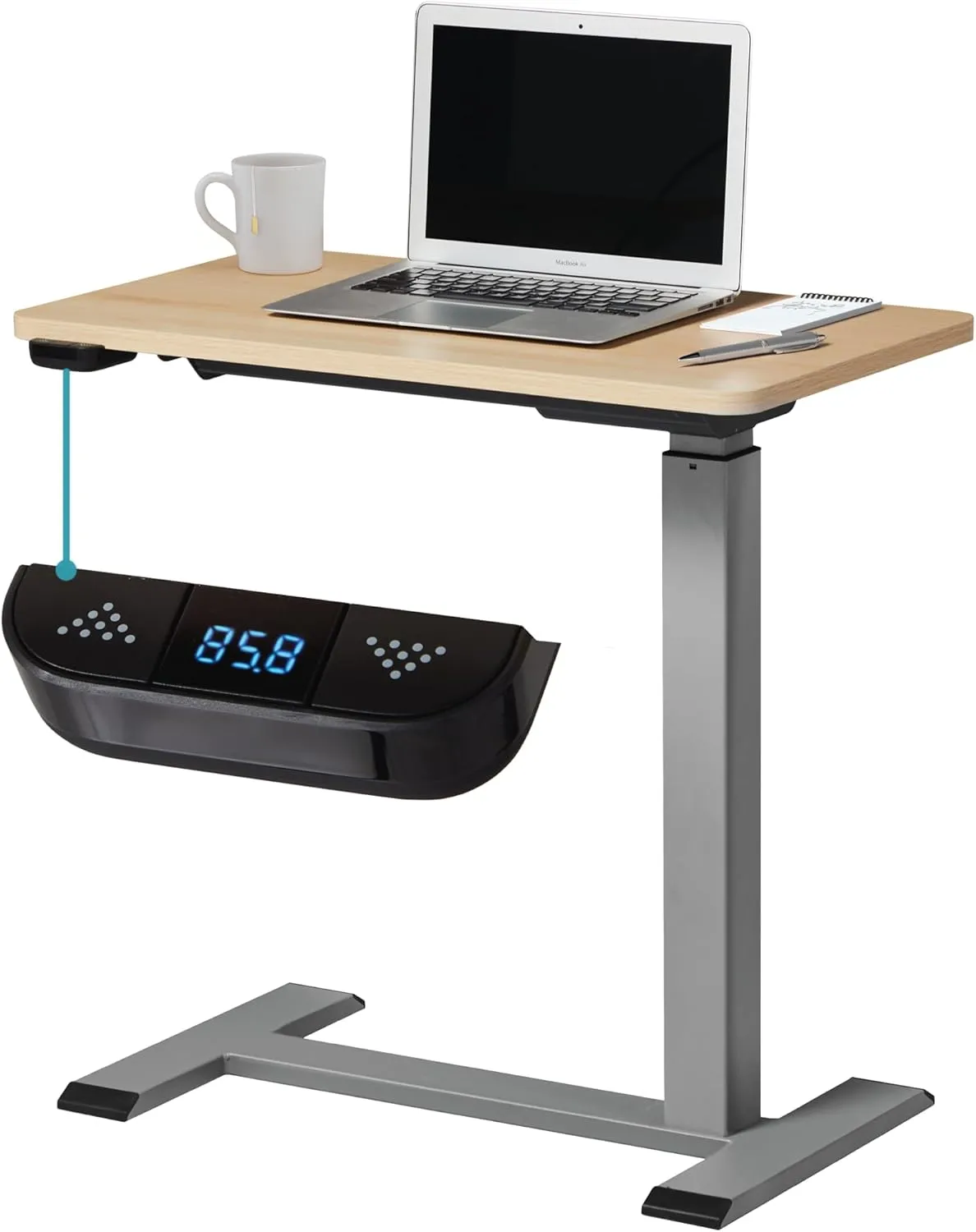 Home Zone Living Height Adjustable Electric Desk Powered by a USB-C Rechargeable Battery, Bedside Table with Adjustable Height from 26.3 Inches to 42.5 Inches