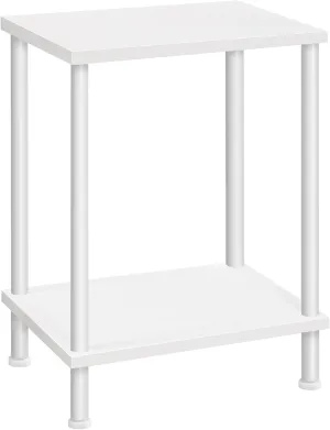 HOOBRO End Table, Small Side Table, Nightstand with 2-Layer Storage Shelves, Sofa Table for Small Spaces, Living Room, Bedroom, Stable Frame, Easy Assembly, White WW09BZ01