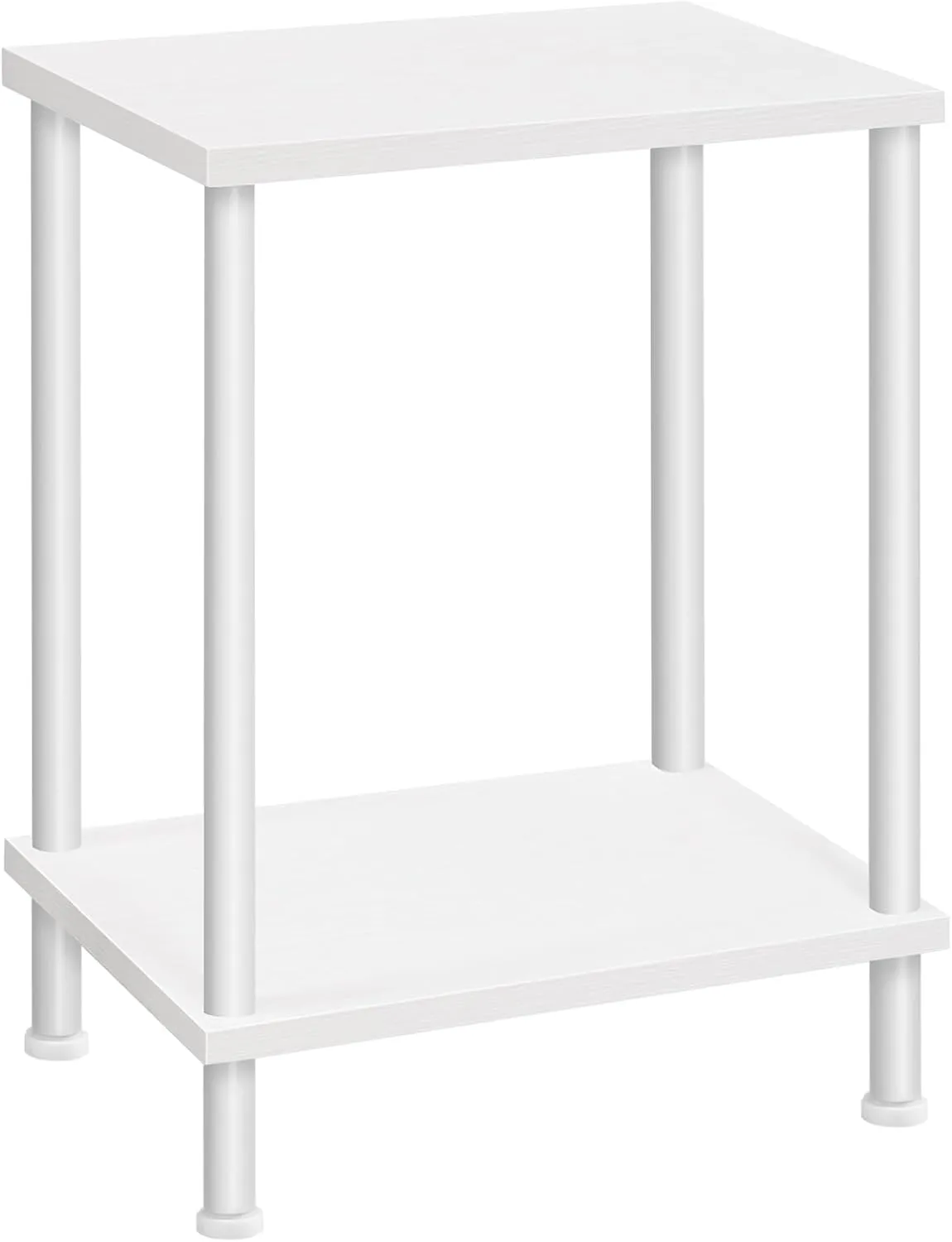 HOOBRO End Table, Small Side Table, Nightstand with 2-Layer Storage Shelves, Sofa Table for Small Spaces, Living Room, Bedroom, Stable Frame, Easy Assembly, White WW09BZ01