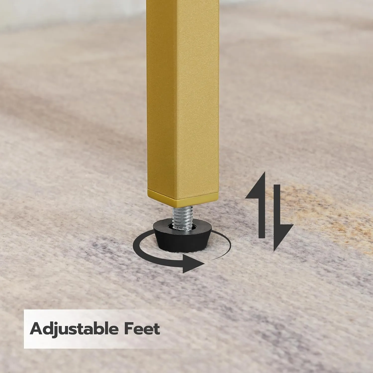 HOOBRO Tall Side Table, Industrial End Telephone Table with Adjustable Mesh Shelves, for Living Room, Bedroom, Entryway, Office, White and Gold DW03DH01