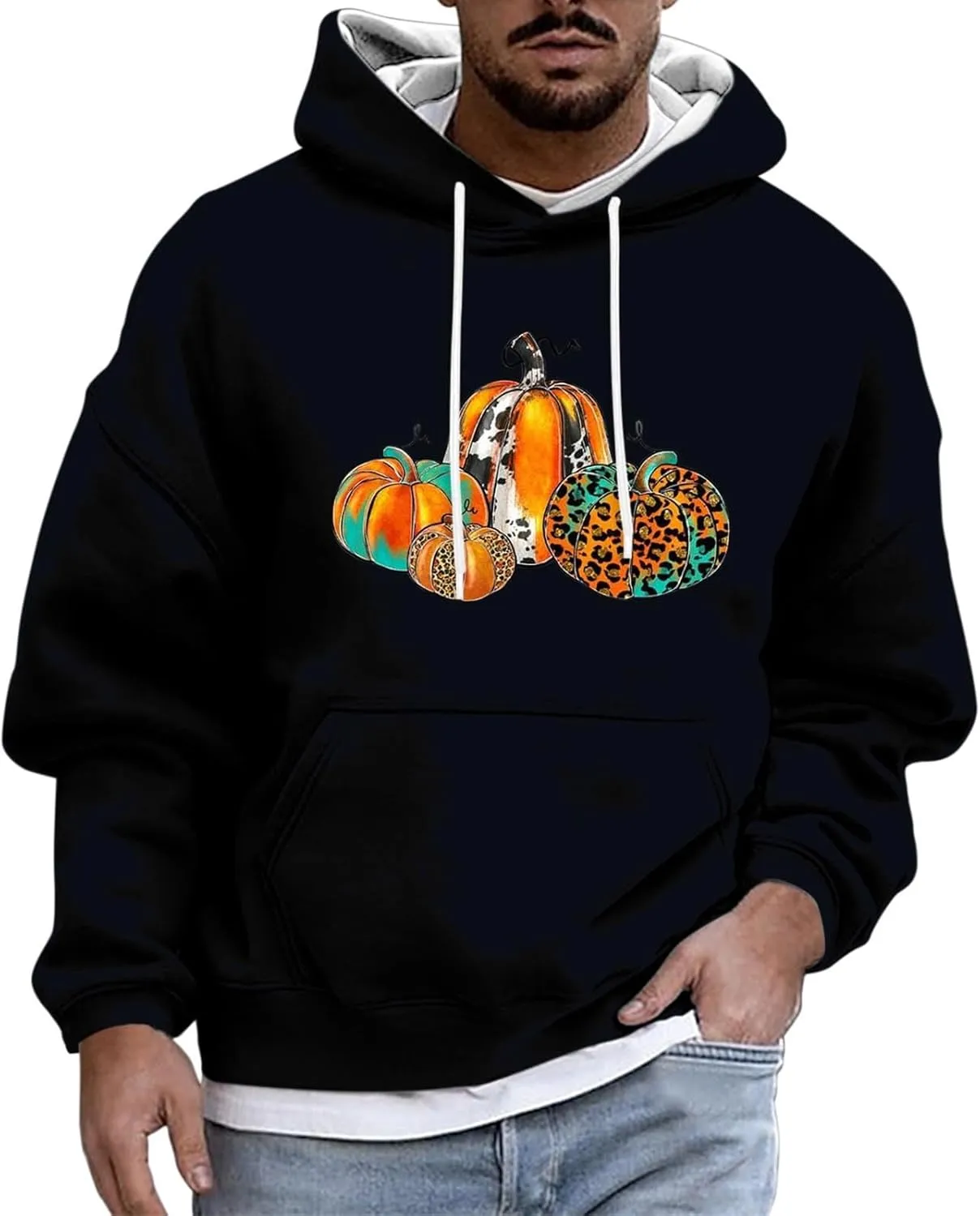 Hoodie Back Fashion Hoodie Printed Pocket Hoodie Jack Lantern Sweatshirt Horror Hoodies For Men Skeleton Skeleton