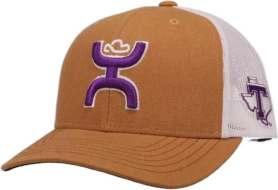 HOOEY Men's Officially Licensed Collegiate Adjustable Snapback Hat (Tarleton State - 7183T-TNWH) Tan/White