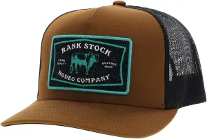 HOOEY Rank Stock Adjustable Snapback Mesh Back Trucker Hat (Brown/Black)
