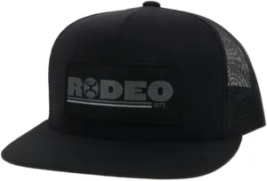 HOOEY Rodeo Adjustable Snapback Trucker Mesh Back Hat with Logo (Black)