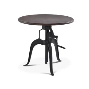 Hoover Mason Walnut Crank Dining Table, 36" Round