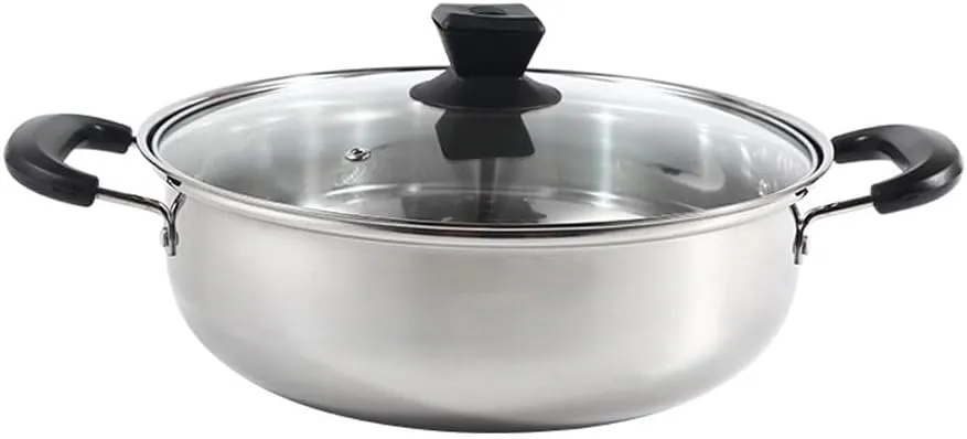 Hot Pot Camping Cooking Hiking Cookware Outdoor Cast Iron Lid Soup(28CM)