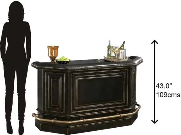 Howard Miller Tivon Wine-cabinets II - Wood Stemware Rack 16 Bottle Wine Storage Black Finished | Ice Bucket Bar Cabinets for Home & Storage with Locking Doors Portable Bar Table for Events