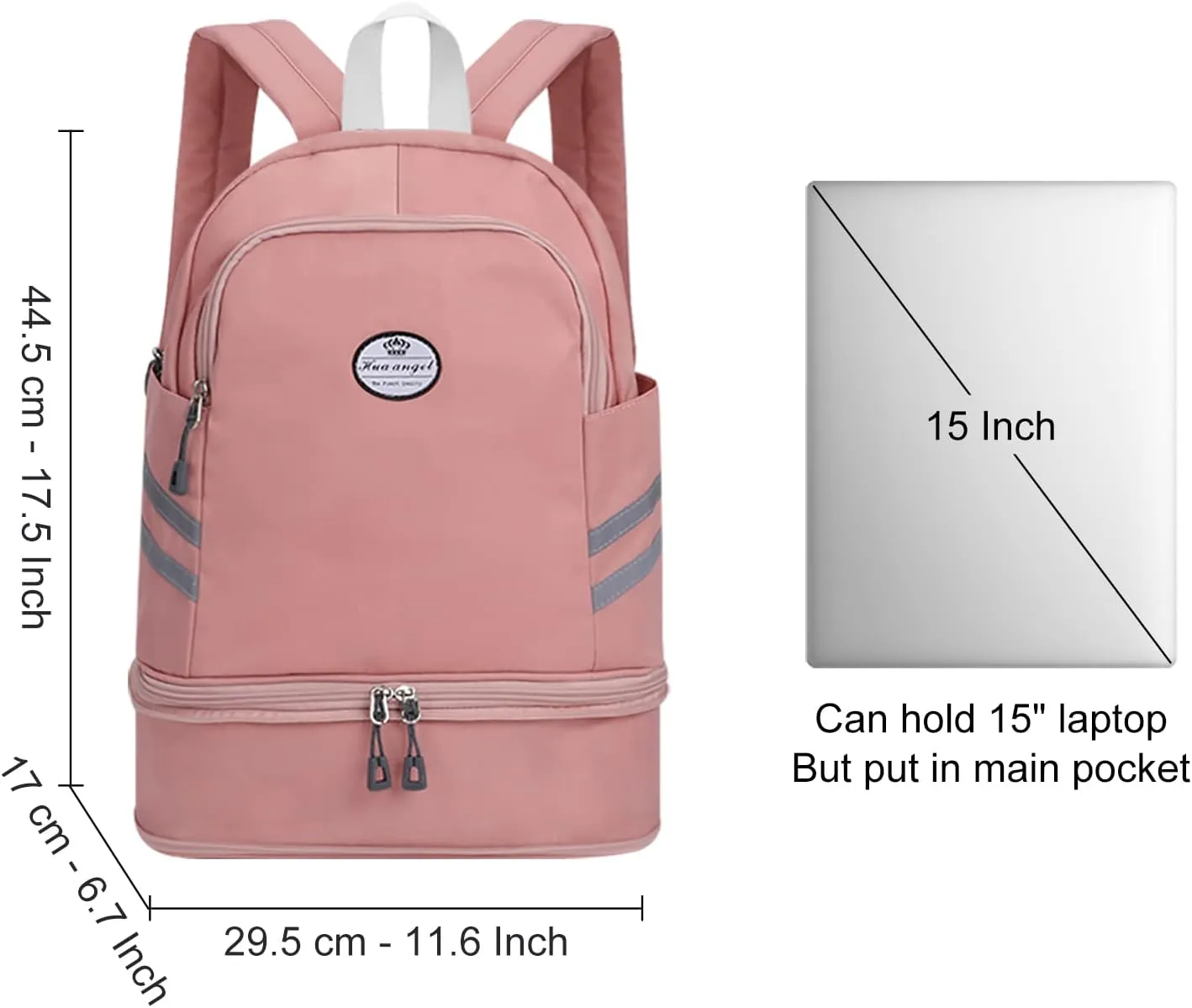 HUA ANGEL Multi-purpose Nylon Travel Backpack Foldable Women's Gym Pack with Shoe Compartment - Fitness Sport Swimming 20-30l