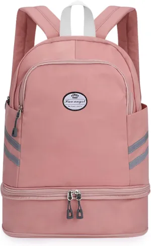 HUA ANGEL Multi-purpose Nylon Travel Backpack Foldable Women's Gym Pack with Shoe Compartment - Fitness Sport Swimming 20-30l