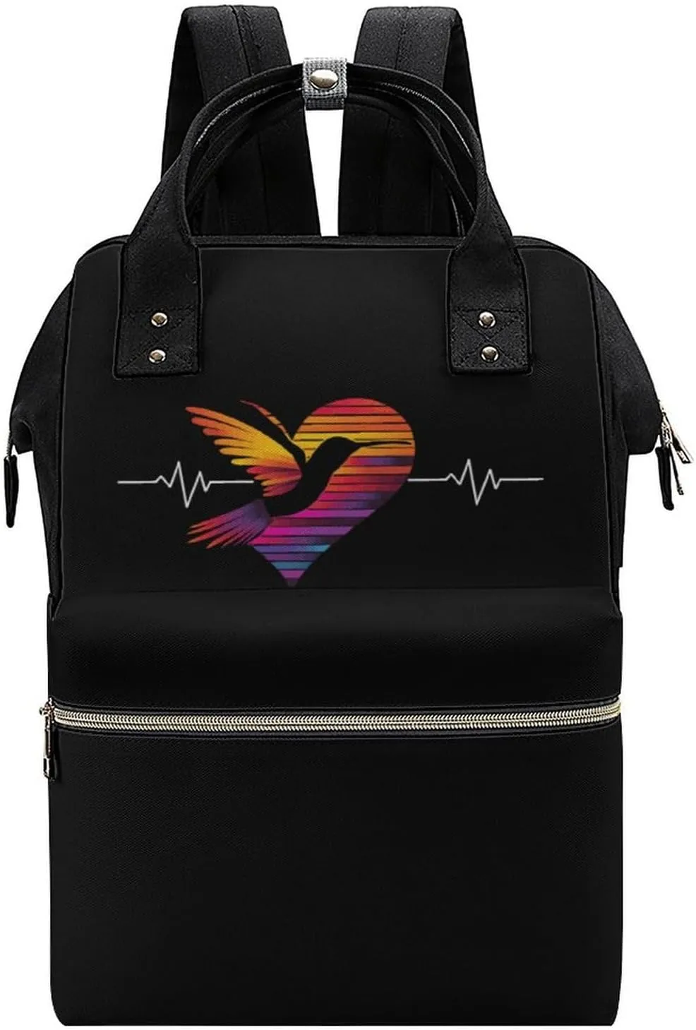 Hummingbird Heart ECG Print Diaper Bag Backpack Travel Waterproof Mommy Bag Nappy Daypack