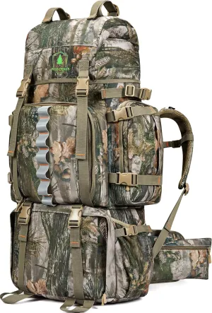 Hunting Backpack for Men, 60/80L Camo Backpack with Waterproof Rain Cover, 600D Hunting Pack for Hunters