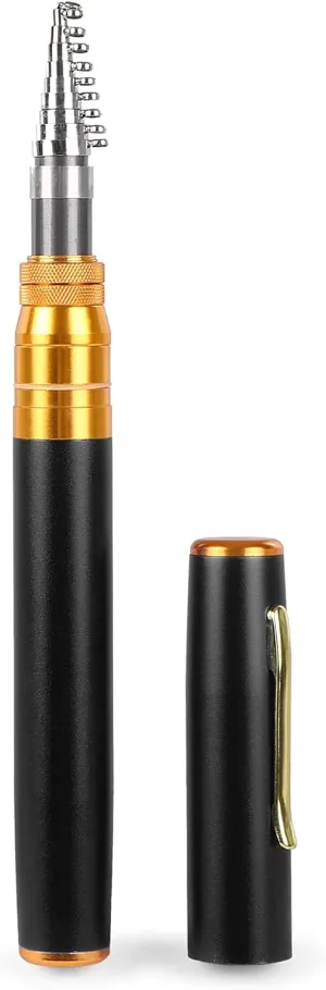 HXBER Telescopic Pocket Pen Fishing Rod Mini Fishing Pole Fishing Accessories, 2.1m, Black