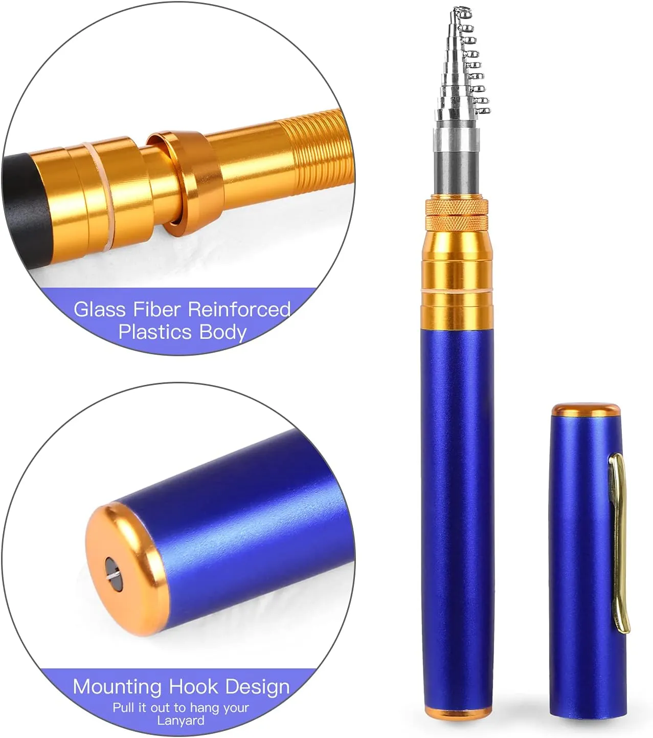 HXBER Telescopic Pocket Pen Fishing Rod Mini Fishing Pole Fishing Accessories, 2.1m, Black