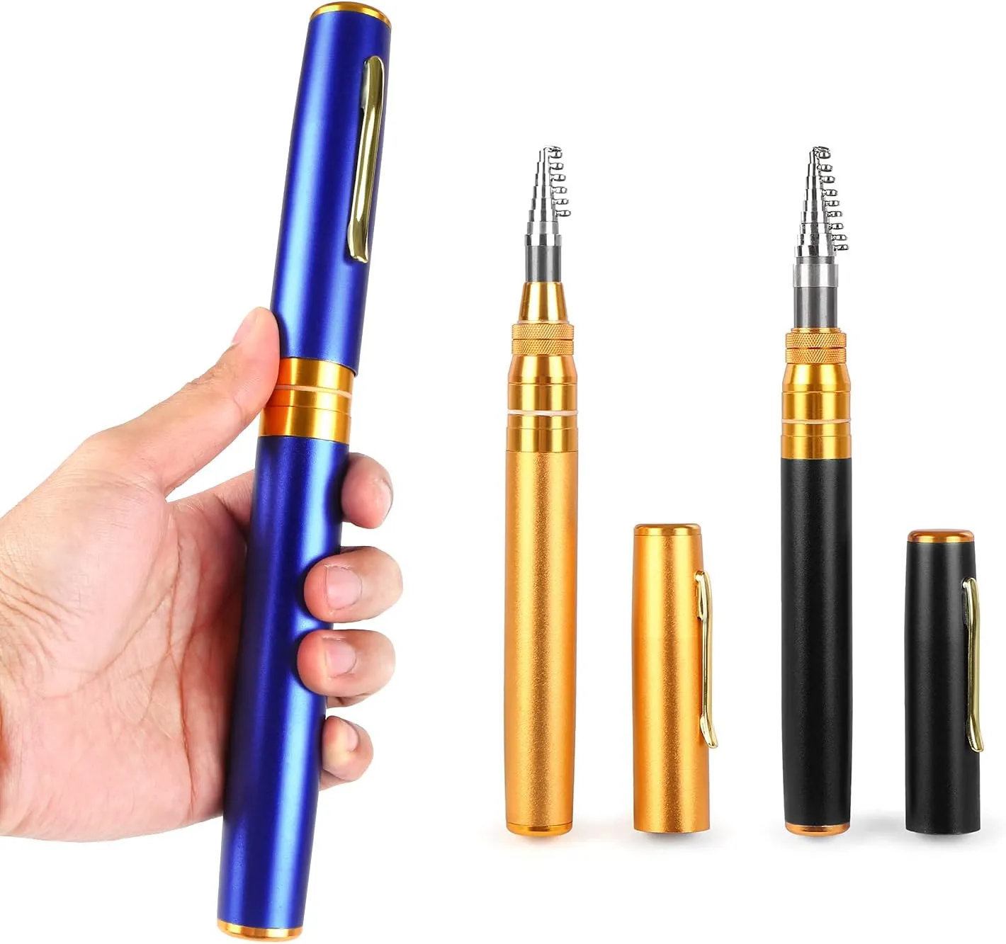 HXBER Telescopic Pocket Pen Fishing Rod Mini Fishing Pole Fishing Accessories, 2.1m, Black