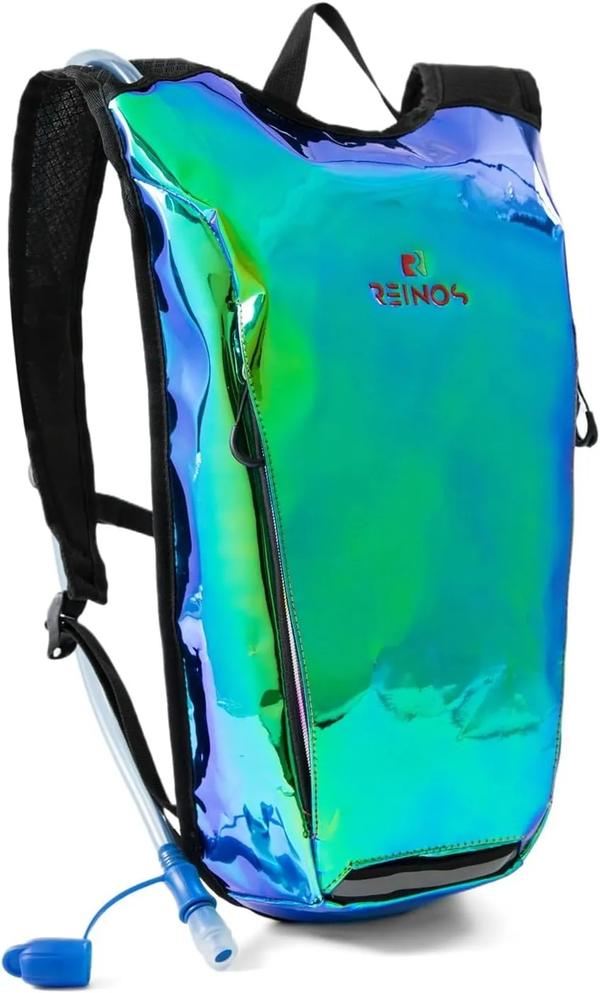Hydration Backpack Pack with 2L Water Bladder Rave Essentials Lightweight Bag for Hiking, Running Vest, Music Festival for Men Women (Flash)