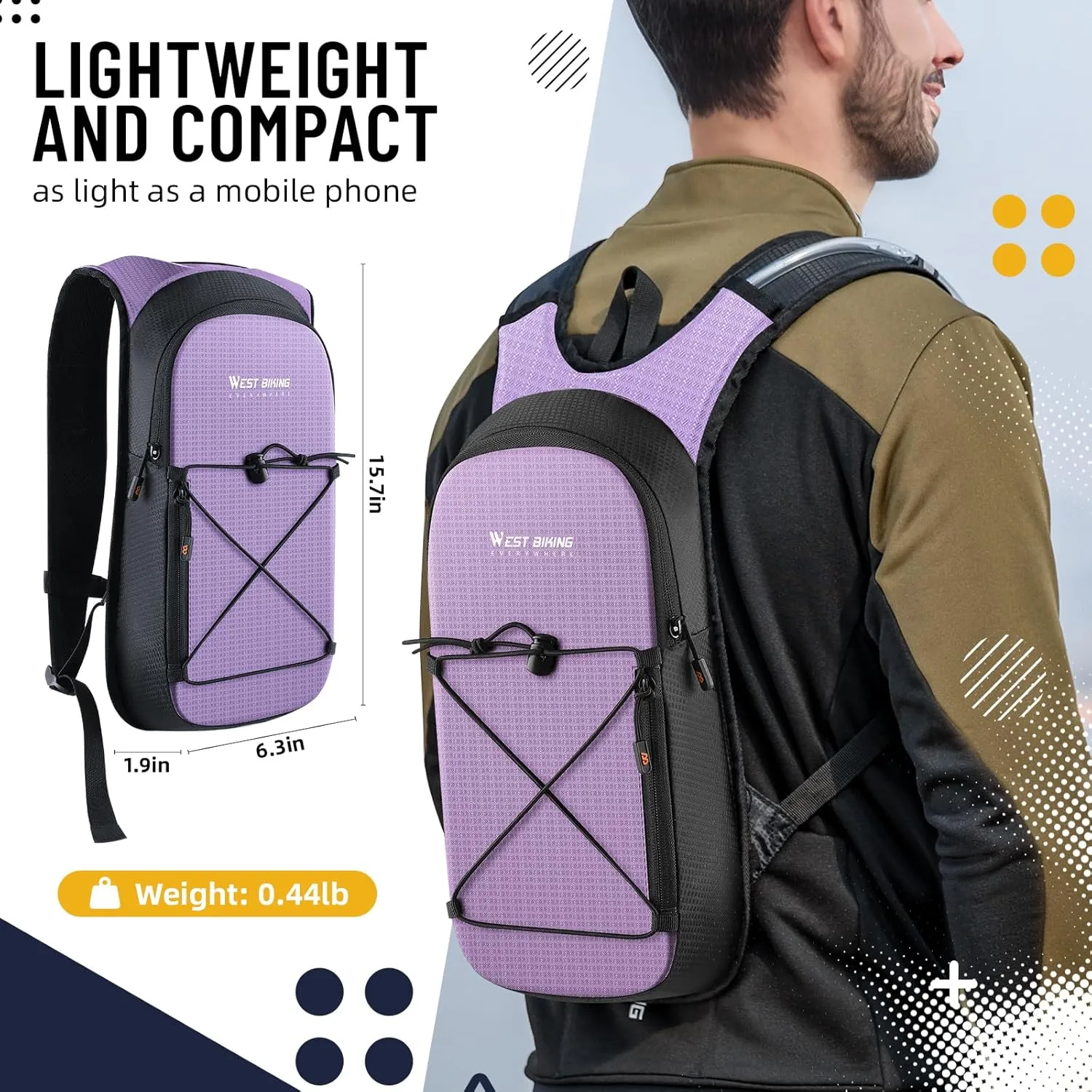Hydration Backpack with TPU Hydration Bladder, Lightweight Hiking Water Backpack, Hydration Pack with 2L Water Bladder for Running, Cycling Climbing Camping Outdoor Sports