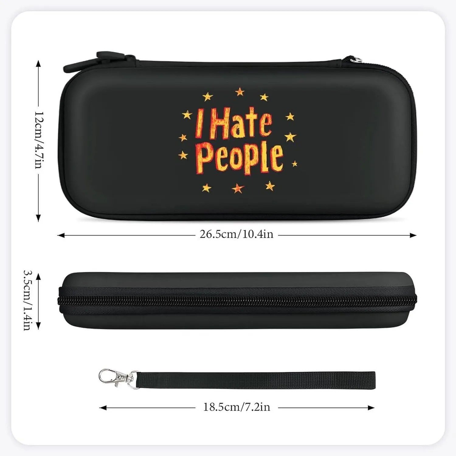 I Hate People Compatible with Switch Carrying Case Hard Travel Game Bag Pouch with 15 Games Accessories