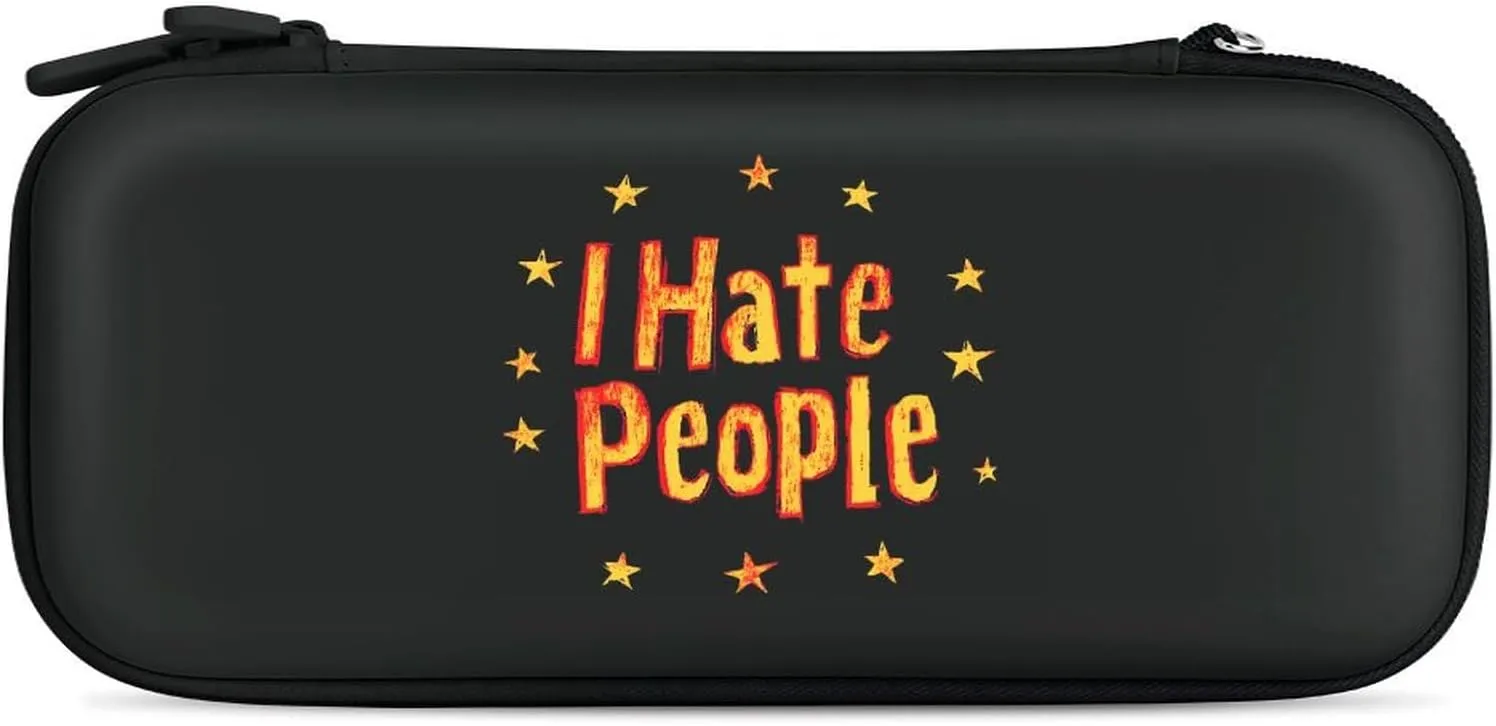 I Hate People Compatible with Switch Carrying Case Hard Travel Game Bag Pouch with 15 Games Accessories