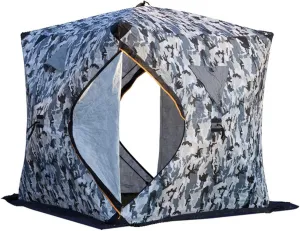 Ice Fishing Shelter, Pop-up Portable Ice Shanty Tent for 2-3 Person, Waterproof Ice Shelter w/Carrier Bag, Detachable Ventilated Windows & Zippered Door for Ice Fishing
