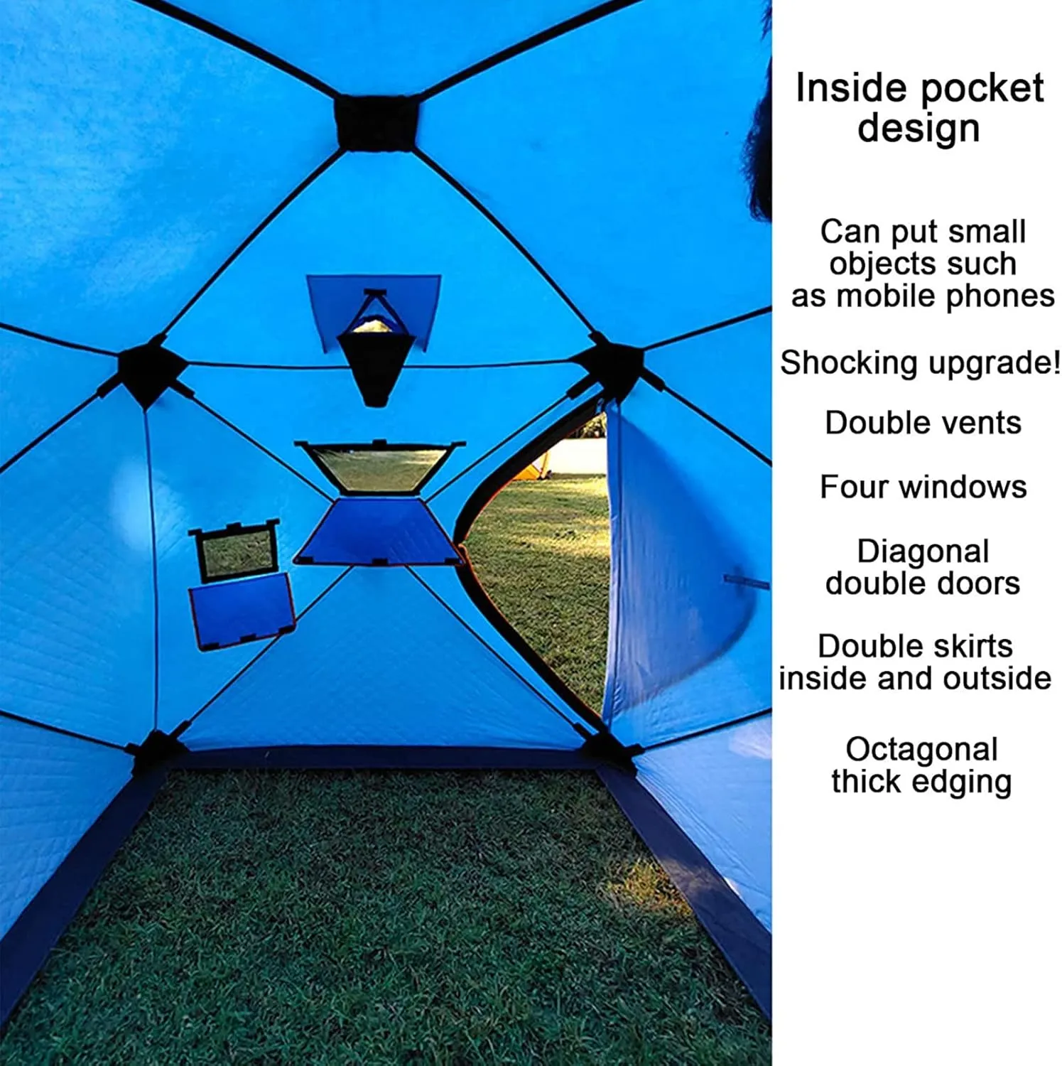 Ice Fishing Shelter, Pop-up Portable Ice Shanty Tent for 2-3 Person, Waterproof Ice Shelter w/Carrier Bag, Detachable Ventilated Windows & Zippered Door for Ice Fishing