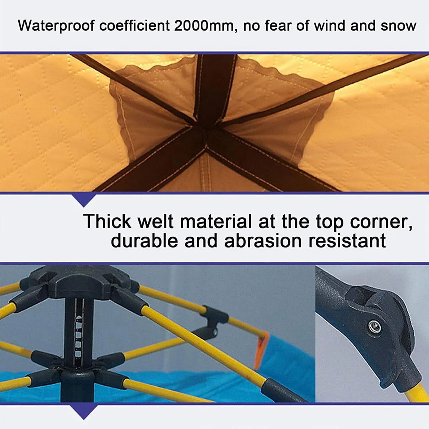 Ice Fishing Shelter, Pop-up Portable Ice Shanty Tent for 2-3 Person, Waterproof Ice Shelter w/Carrier Bag, Detachable Ventilated Windows & Zippered Door for Ice Fishing
