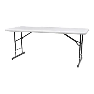 Iceberg IndestrucTable Classic Adjustable Height Folding Table, Adjustable Height, Platinum Granite, 30” W x 72” L