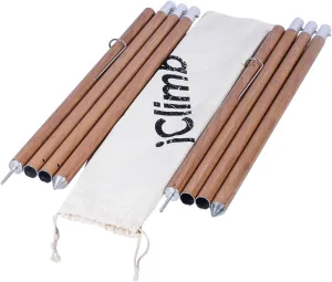 iClimb Strong Elegant Alu. Tarp Poles Set of 2 Height Adjustable with Lantern Hook and Carry Bag, Nature Color
