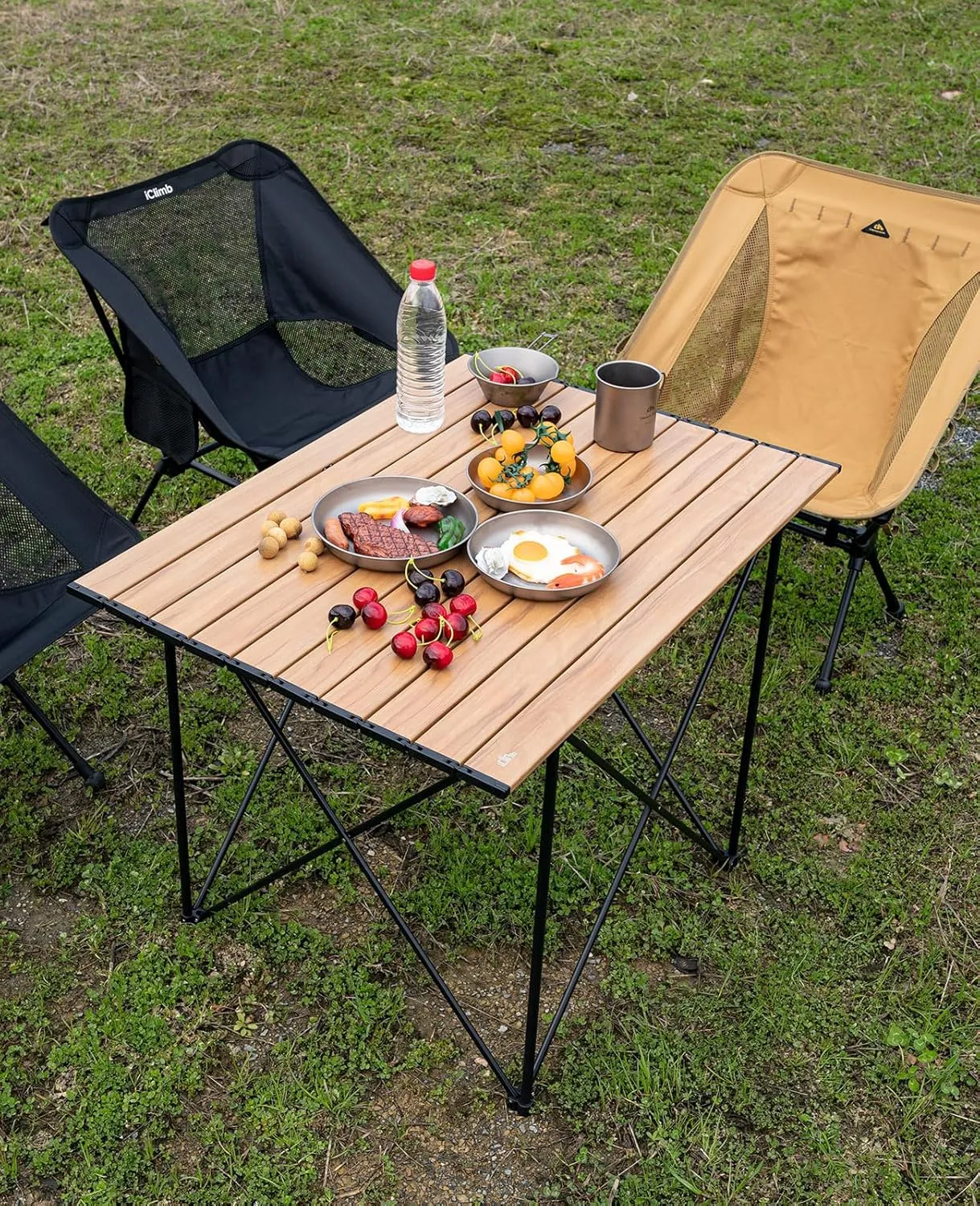 iClimb Ultralight Compact Camping Folding Table with Carry Bag (Reinforced Blue - XL)