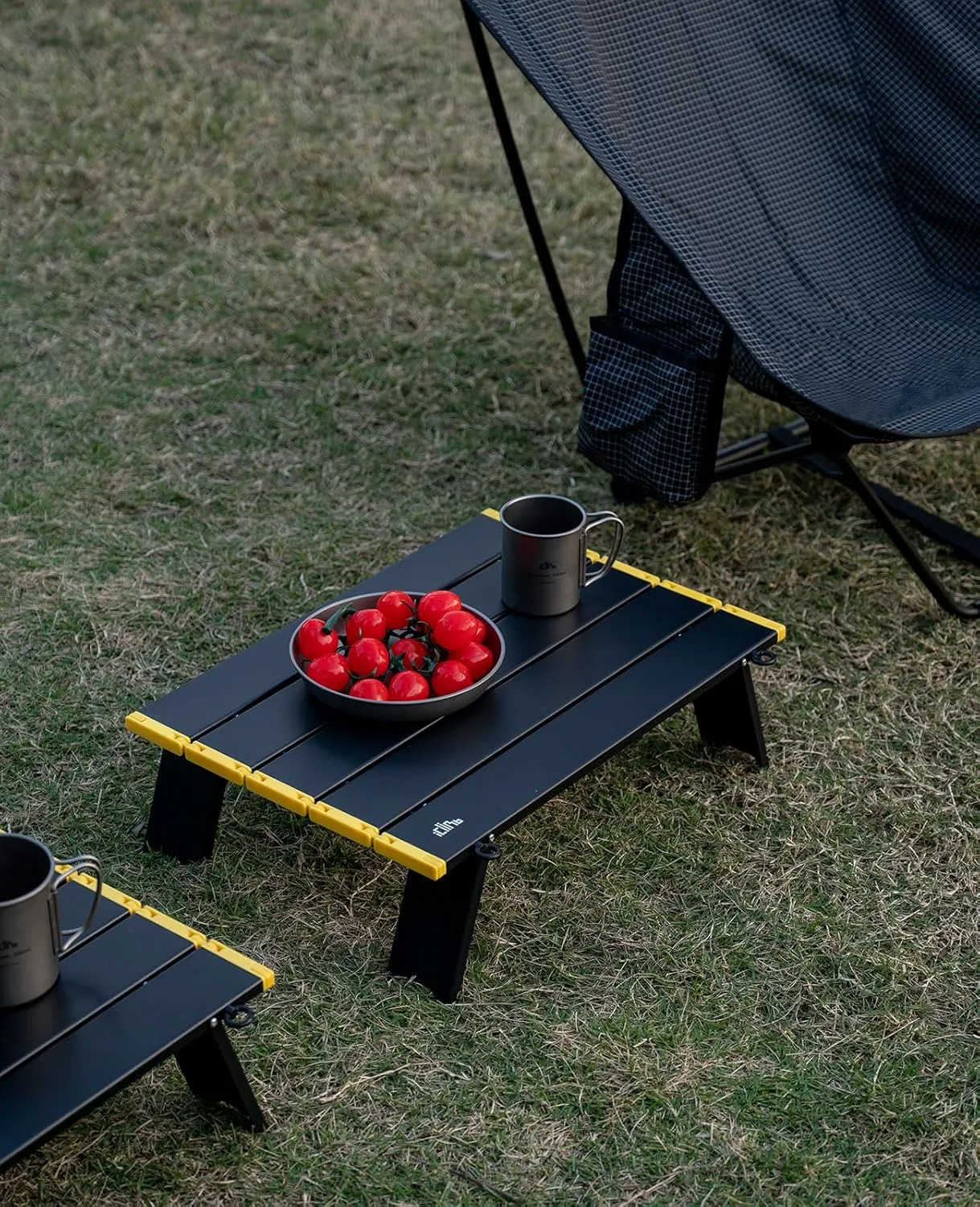 iClimb Ultralight Compact Mini Beach Picnic Folding Alu. Table with Carry Bag, Two Size (Black - S)