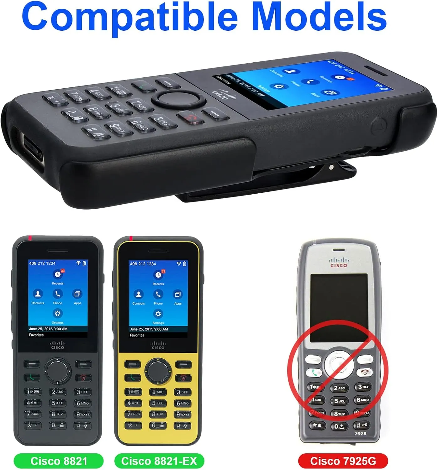 iGuerburn VoIP Phone Case for Cisco 8821 & 8821-EX, Cisco Phone Holder with 360 Swivel Belt Clip (Black)