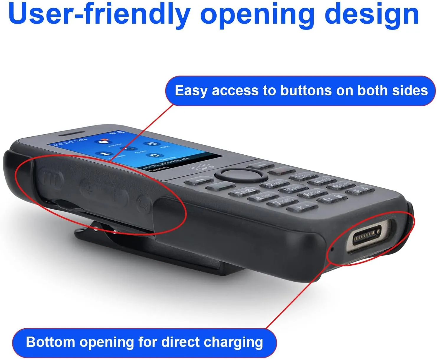 iGuerburn VoIP Phone Case for Cisco 8821 & 8821-EX, Cisco Phone Holder with 360 Swivel Belt Clip (Black)