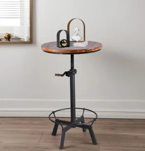 Industrial Bar Table 33.47-39.37inch Height Adjustable Swivel Wooden Top Vintage Breakfast Dining Table Farmhouse Cocktail Bistro Pub Table