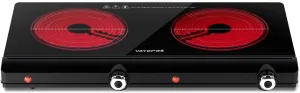 Infrared Double Burner Electric Cooktop - 1800W Portable Stove, Heat-up In Seconds, Countertop Cooktop for Dorm, Compatible with All Cookware