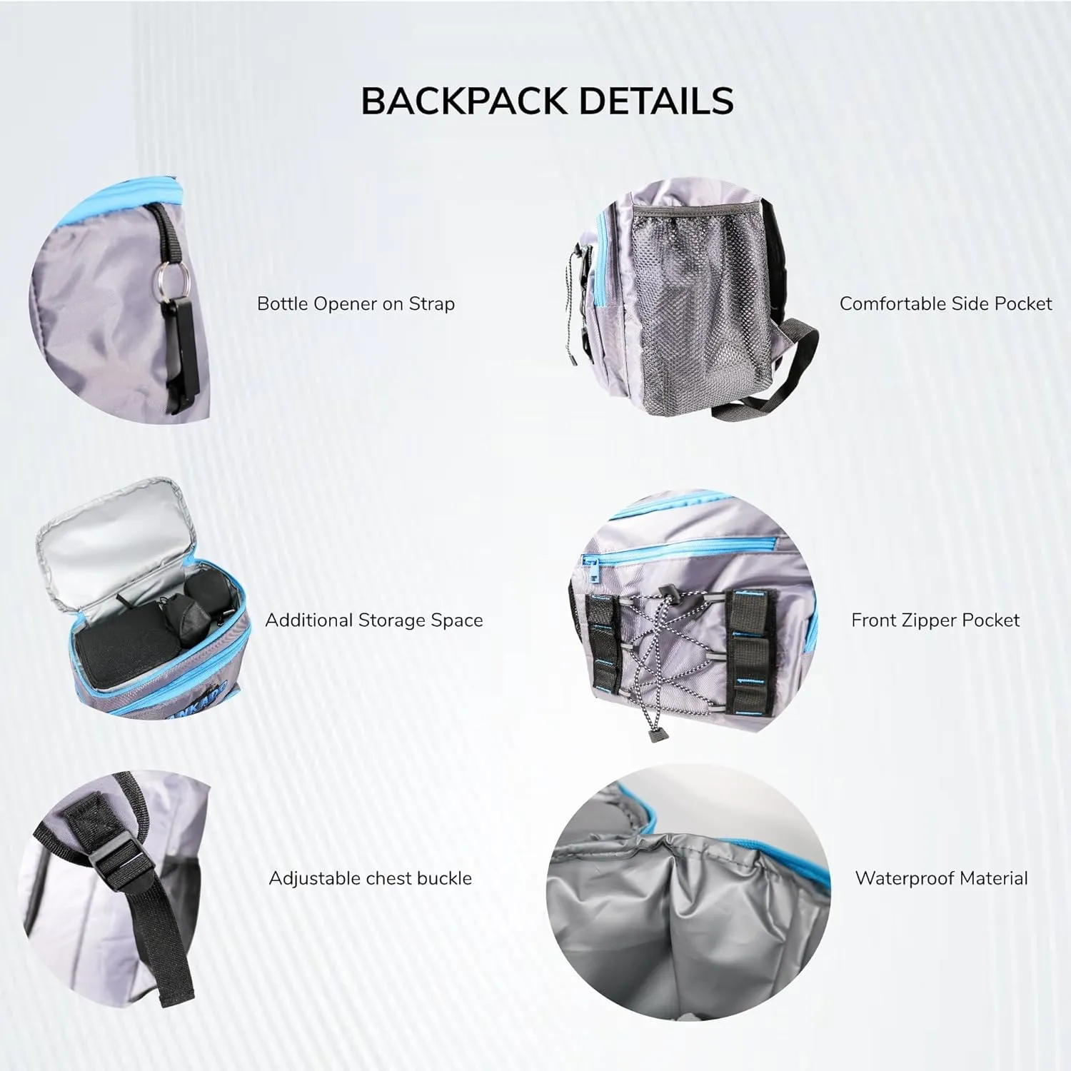 Insulated Cooler Backpack, 36-Can Capacity, Leakproof & Waterproof, seamless hot pressing inside, Lightweight and Durable Design. Perfect for Beach, Camping, Travel (Grey)