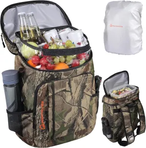 Insulated Waterproof Cooler Backpack 36 Cans, Soft Sided Ice Chest Cooler w/Leak Proof PVC Interlayer, 5-Layer Insulation Portable Lunch Backpack for Camping, Beach, Fishing, Picnic, Travel
